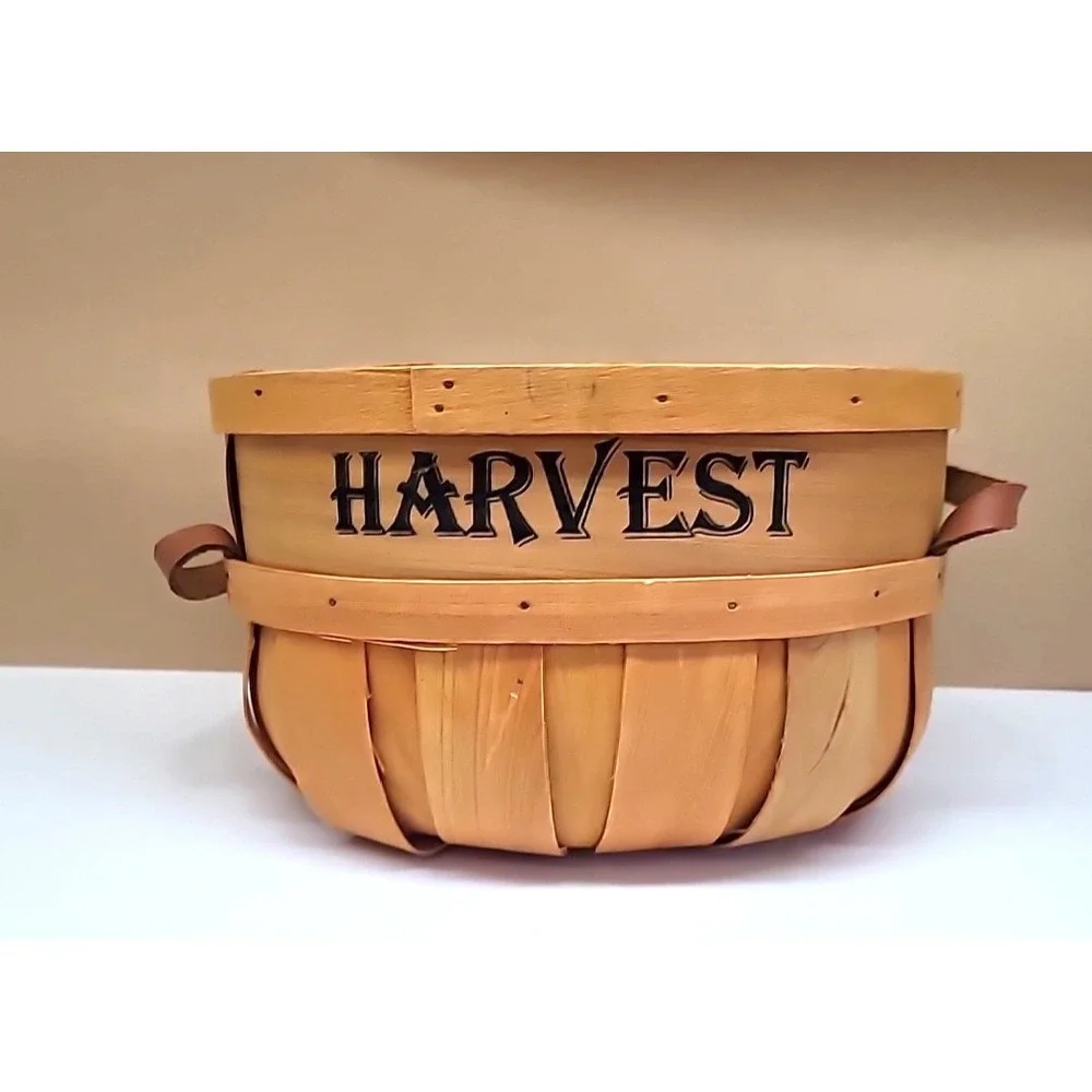 Oval Harvest Basket W/Leather Handles 10.5